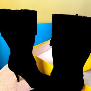 Charles & David Black suede knee length boots